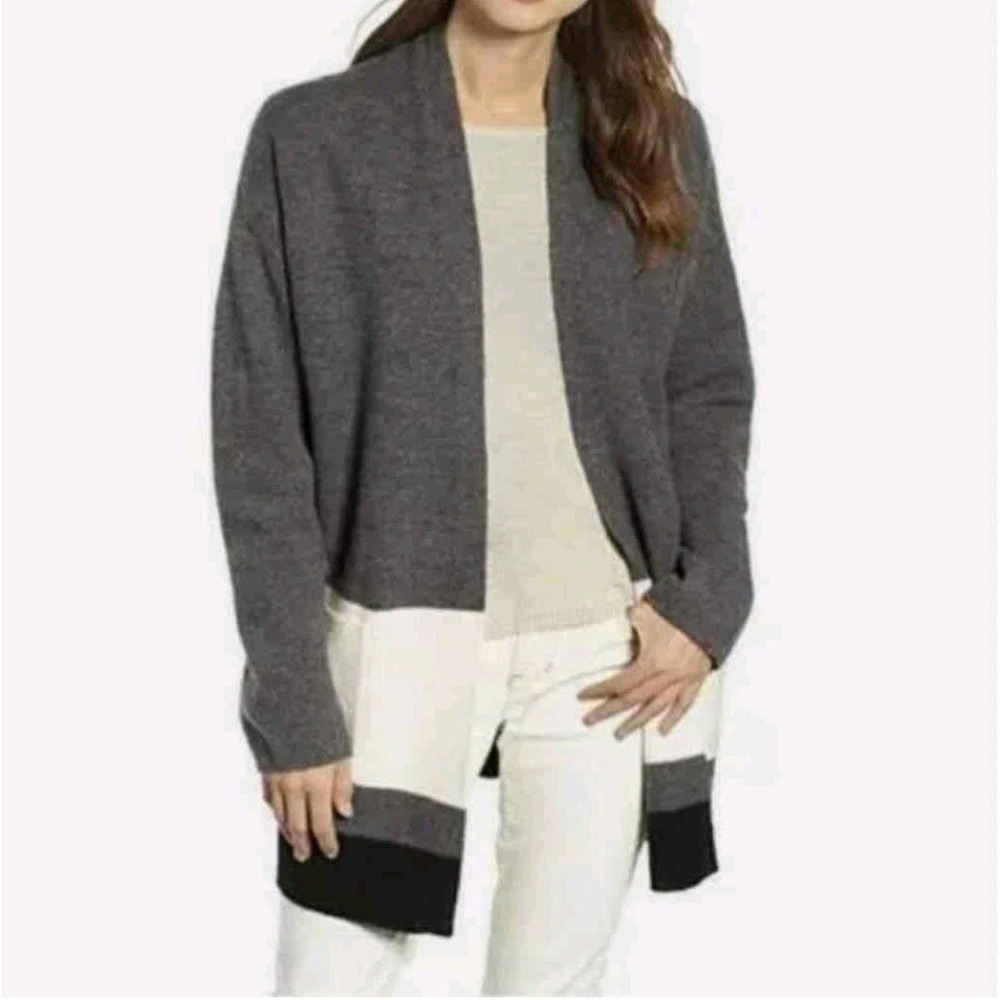 EILEEN FISHER Women Felted Merino Wool Long Kimono Cardigan Sweater Ash Sz S NWT